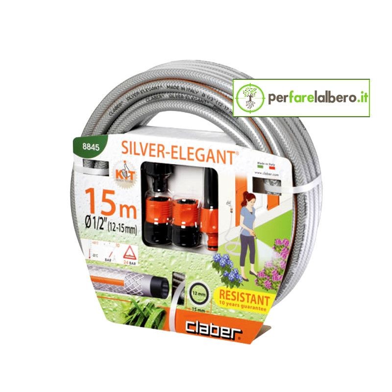 Kit Tubo da giardino 15 M Claber Silver Elegant