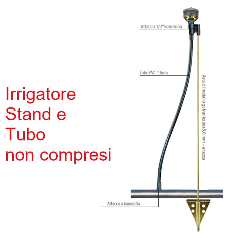 8x Irrigatore da Giardino, Gittata di 5-6 m, Base Stabile, Attacco da  1/2'', Metallo, Innaffiatore, Verde Scuro