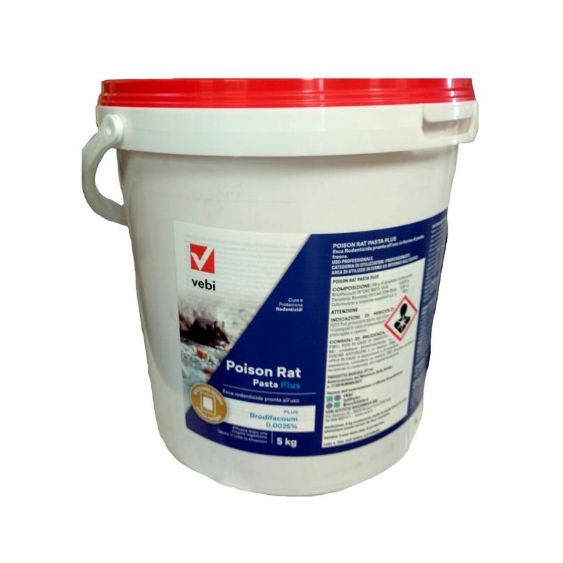 Poison Rat Pasta Plus Vebi Esca Rodenticida Brodifacoum 5 kg