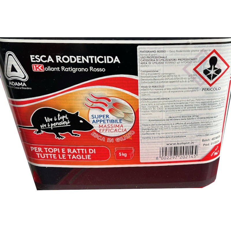 Ratigrano Rosso Adama Esca Rodenticida topicida 5 kg