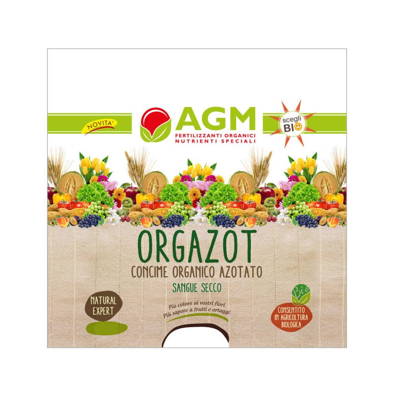 ORGAZOT Medio GR Concime Organico Azotato Sangue Secco Granulato