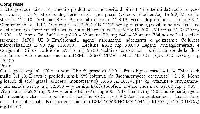 FLORENTERO mangime complementare cani e gatti ingredienti